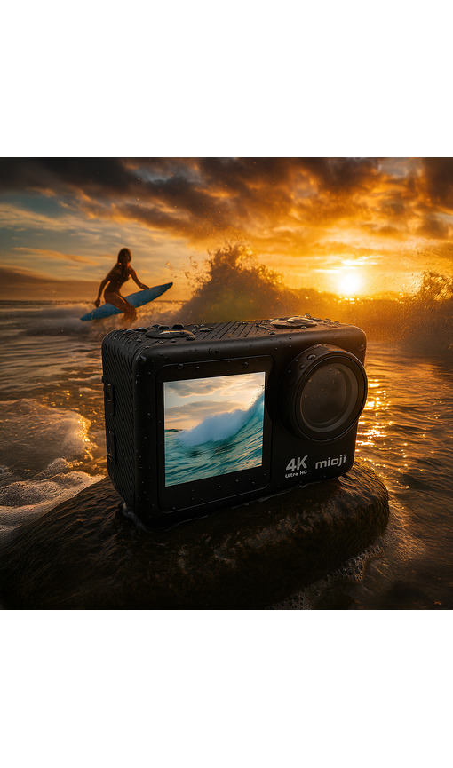 MIOJI Action 12X 4K 60FPS 20MP Çift Ekran Wifi 170° Aksiyon Kamerası Siyah