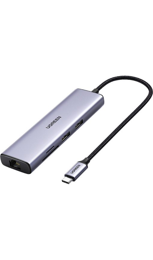 UGREEN 7-in-1 2*USB 3.0, 100W Type-C, 4K/30Hz HDMI, RJ45, SD, TF, Port Çoklayıcı Hub 60515