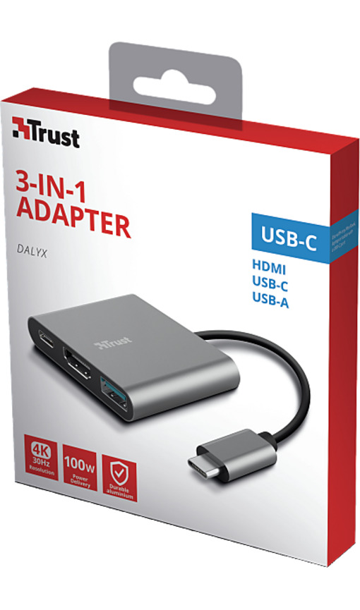 TRUST 23772 DALYX 3-IN-1 USB-C Adaptörü