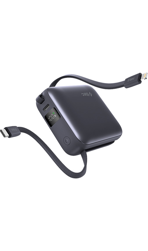 TTEC 2BB231GR ReCharger Mini LCD 10.000mAh PD 20W USB-C ve Lightning Dahili Kablolu Taşınabilir Şarj Cihazı